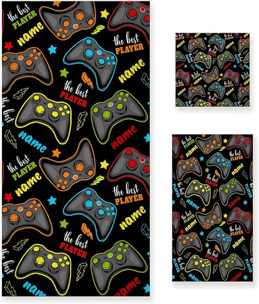 Custom Name Gaming 3 Piece Towel Bathroom Sets, 1 Bath Towel, 1 Washcloth, 1 Hand Towel, Cotton Fast Dry Soft Absorbent Towel Set for Home Kitchen Family