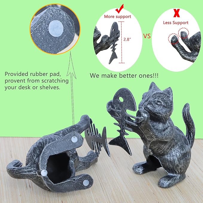 PandS Vintage Cat Decorative Bookends Antique Bookshelf Decor, Cast Iron Book Ends Holders, Gothic Decor for Home & Office Desk, Gift for Cat Lovers