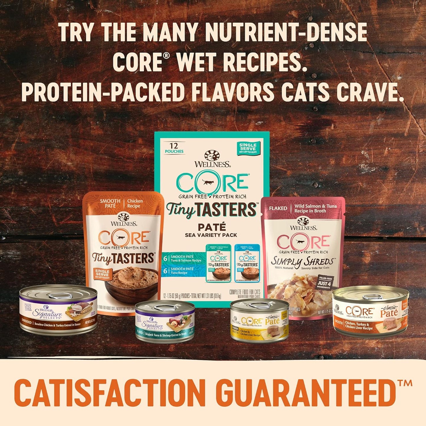 Wellness CORE Tiny Tasters Wet Cat Food, Complete & Balanced Natural Pet Food, Made with Real Meat, 1.75-Ounce Pouch, 12 Pack (Adult Cat, Tuna & Salmon Pate)