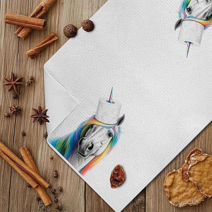 Funny Colorful Enchanted Horse Hand Towels for Bathroom, Kids Bathroom Hand Towels, Animal Lover Gifts for Women Girls, 16x24 Inches