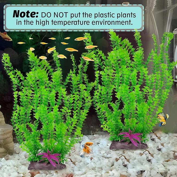 Hamiledyi Aquarium Plastic Plants Aquarium Decor Artificial Fish Tank Plants,Tall Fish Tank Decorations, Extra Large Aquarium Plant 20.4-inch Tall,2PCS
