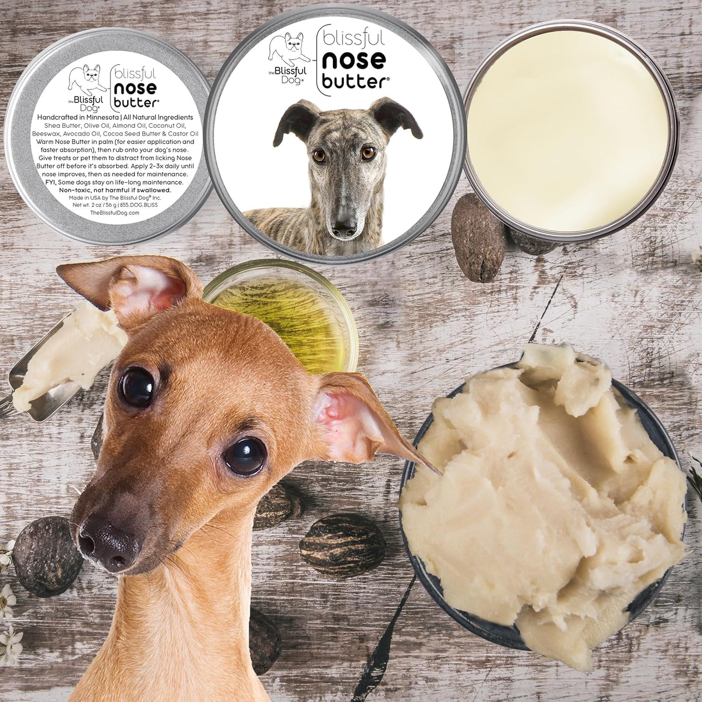 The Blissful Dog Greyhound Unscented Nose Butter - Dog Nose Butter, 4 Ounce