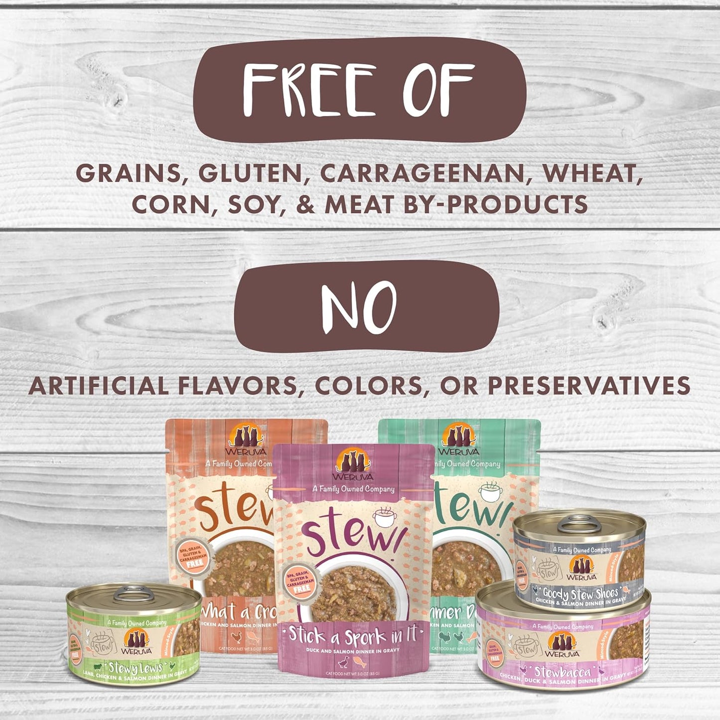 Weruva Classic Stews Cat Food, Spoil Me Stewpid! Variety Pack, 3oz Can (Pack of 18)