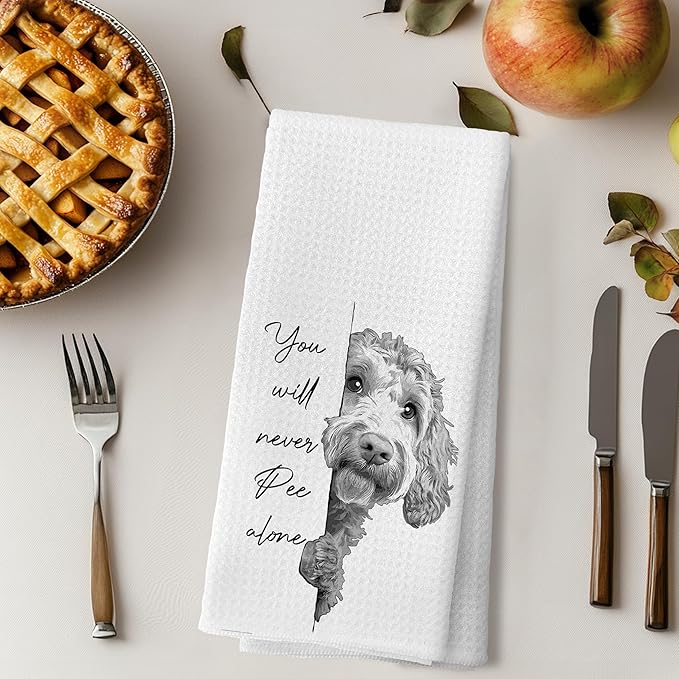 Funny Goldendoodle Dog Hand Towels, You Will Never Pee Alone Funny Bathroom Hand Towels, Goldendoodle Gifts, Dog Bathroom Decor, 16x24 Inches