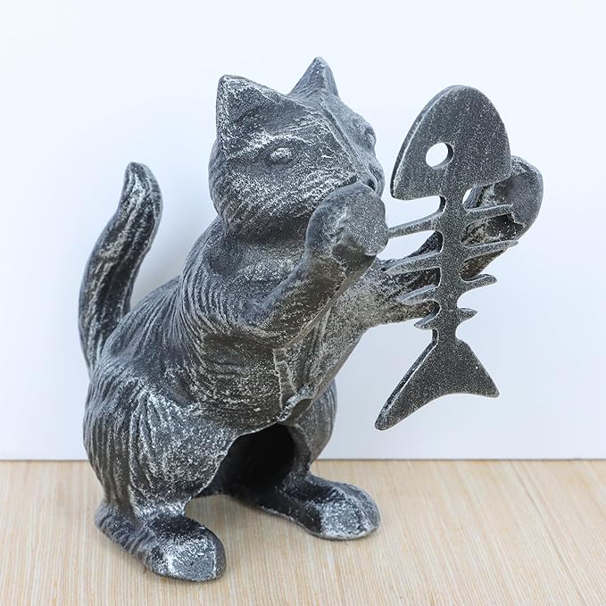 PandS Vintage Cat Decorative Bookends Antique Bookshelf Decor, Cast Iron Book Ends Holders, Gothic Decor for Home & Office Desk, Gift for Cat Lovers