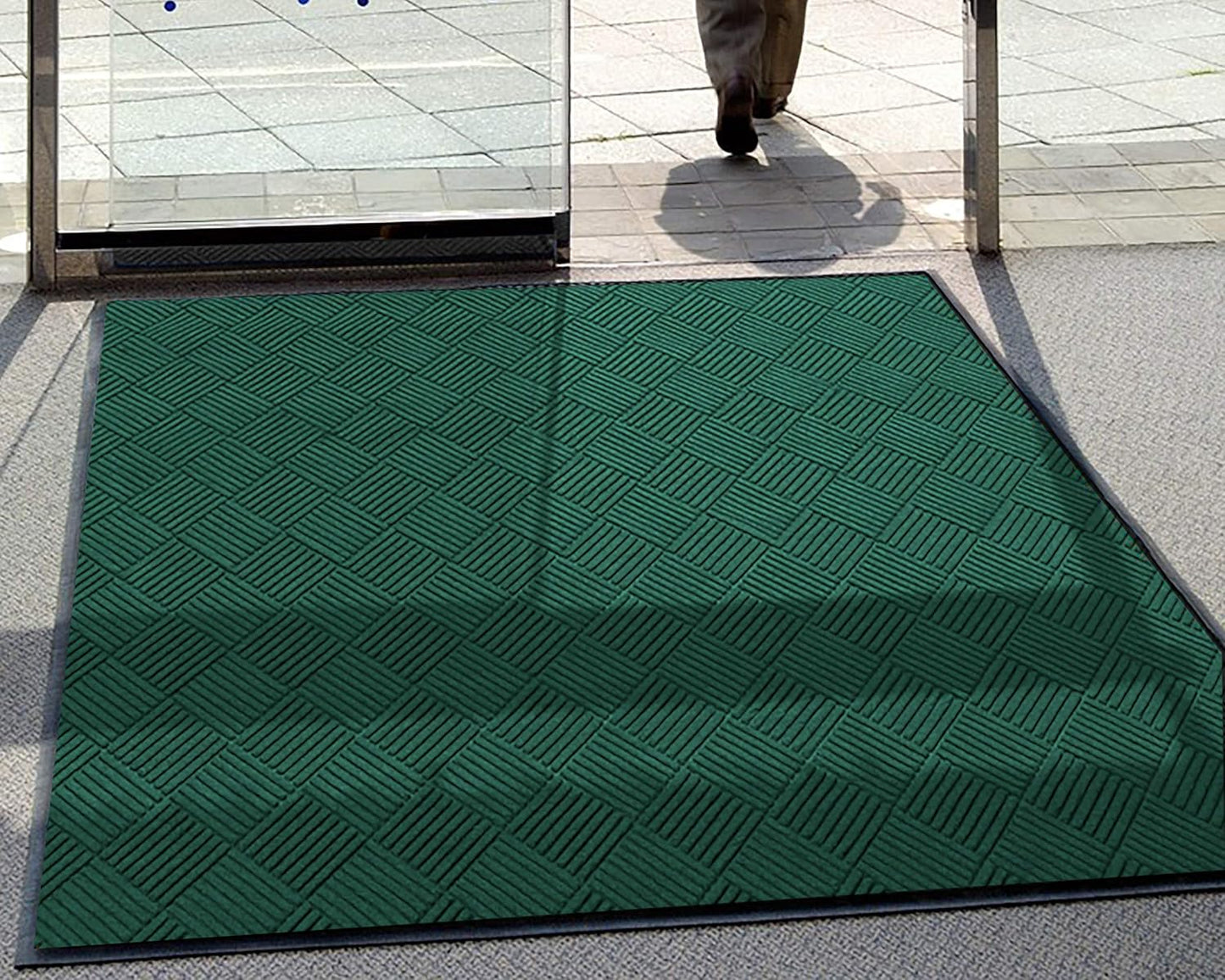 M+A Matting WaterHog Diamond | Commercial-Grade Entrance Mat with Rubber Border – Indoor/Outdoor, Quick Drying, Stain Resistant Door Mat (Evergreen, 6' x 8')
