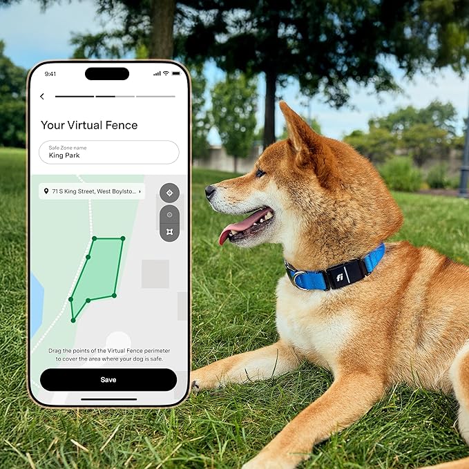 Fi New Series 3+ Smart Dog Tracker Collar – AI GPS for Dogs, Health & Behavior Monitor, Virtual Fence, Escape Alerts, Waterproof, Apple Watch Compatible 12Mo Membership Included