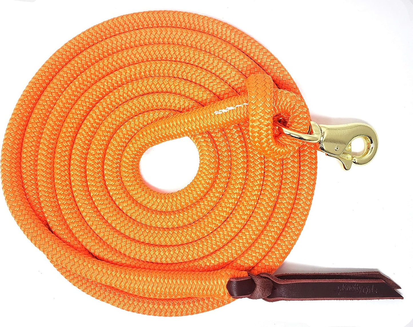 Double Braid Lead Rope with Eye Splice Loop, 12-14FT Lengths (Neon Orange, 12 ft.)