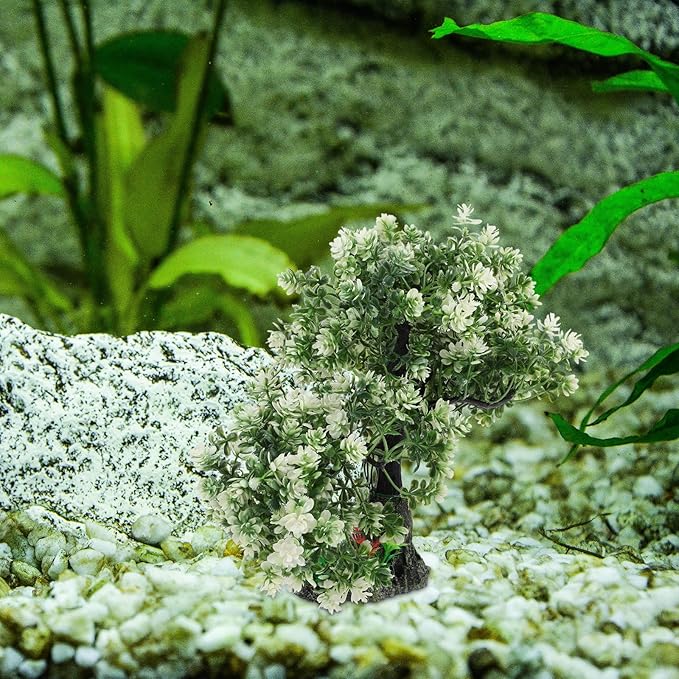 POPETPOP Aquarium Bonsai Tree Plant: Artificial Plants Flower Ornament - Fish Bowl Ornament for Freshwater and Saltwater Decor 4.13 X 2.36 X 10.62 Inch