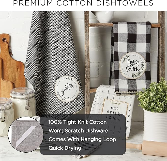 DII Valentine's Day Collection Kitchen, Dishtowel Set, 18x28, Love Assorted, 4 Piece