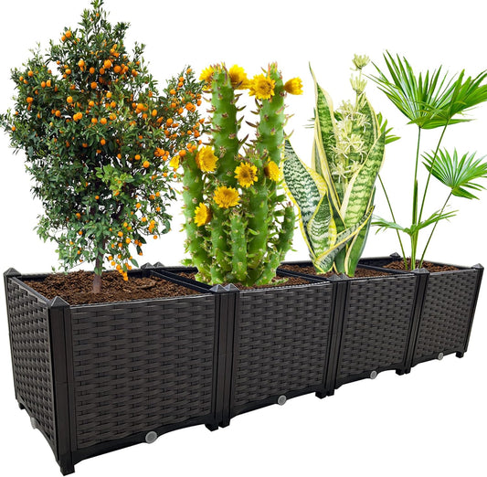 Large Planters for Outdoor Plants pots Elevated Garden Boxes Raised Garden Bed Garden Patio Balcony Deck to Planting Flowers Vegetables Tomato and Herbs