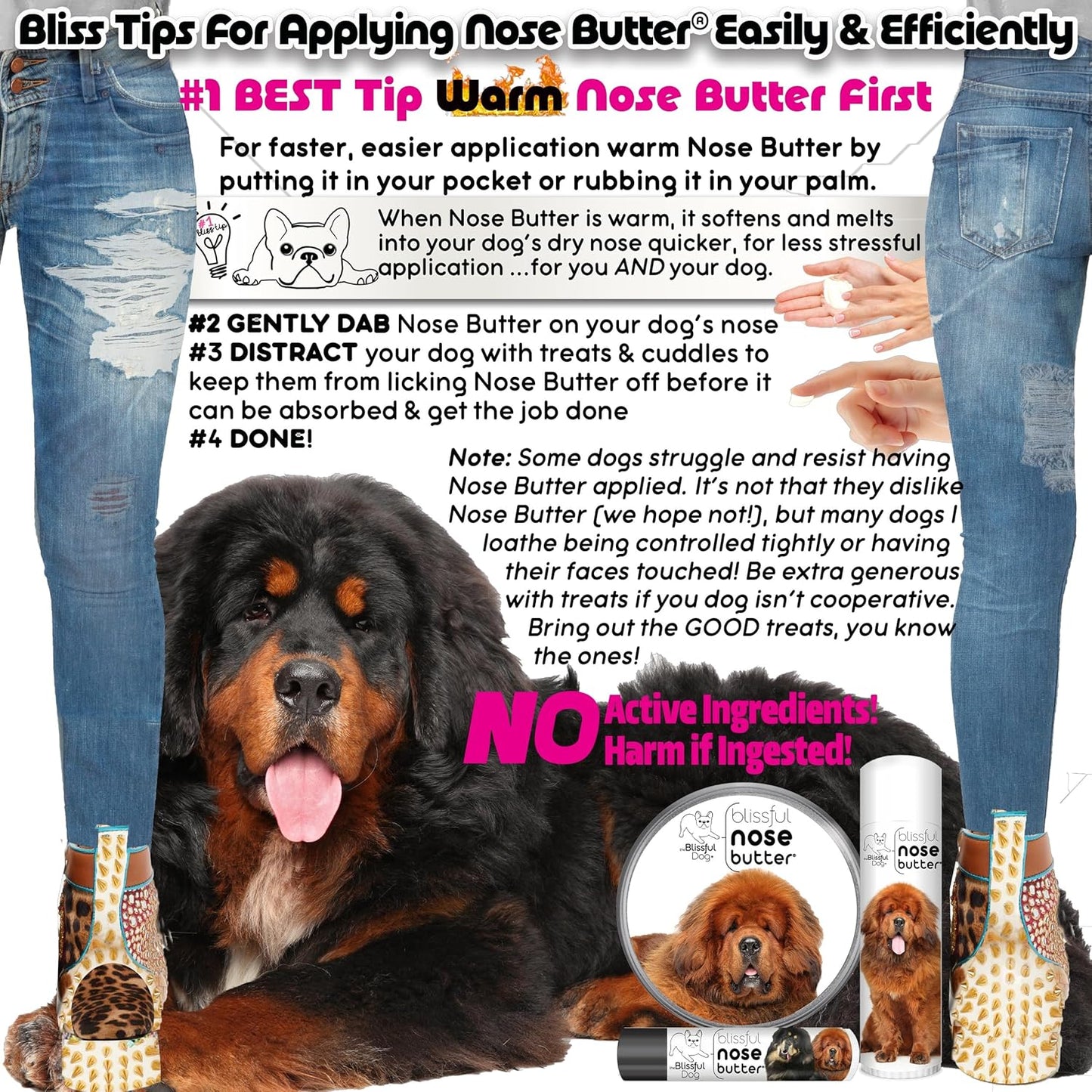 The Blissful Dog Tibetan Mastiff Unscented Nose Butter - Dog Nose Butter, 4 Ounce