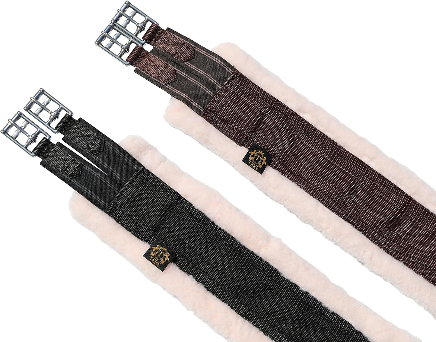 T TEKE Daily English Girths for Horses: Padded with Fleece, Double-Sided Heavy-Duty Elastic and Stainless Steel Buckles (Sizes 38”-56")"