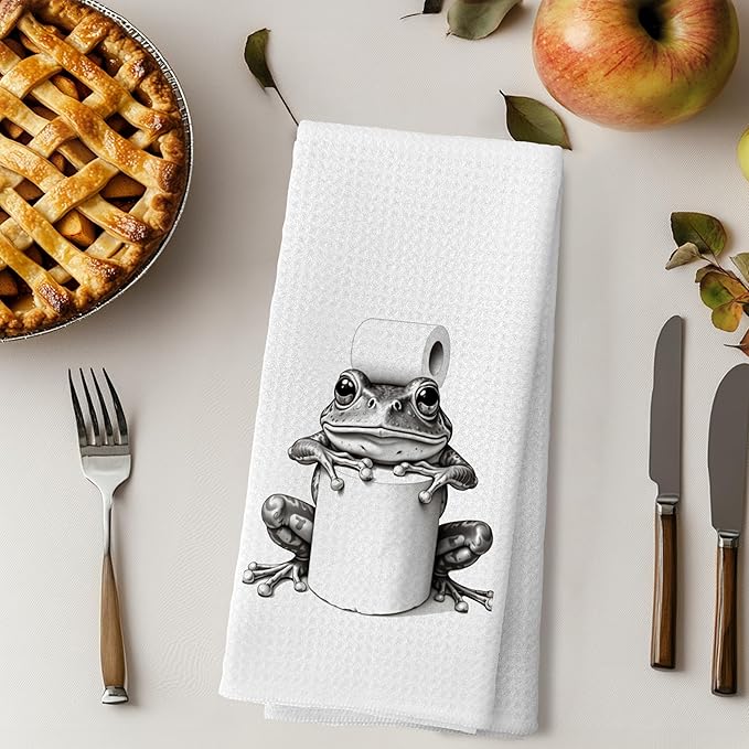 Funny Bathroom Hand Towels，Frog Gifts for Women,Frog Bathroom Decor,16x24 inch