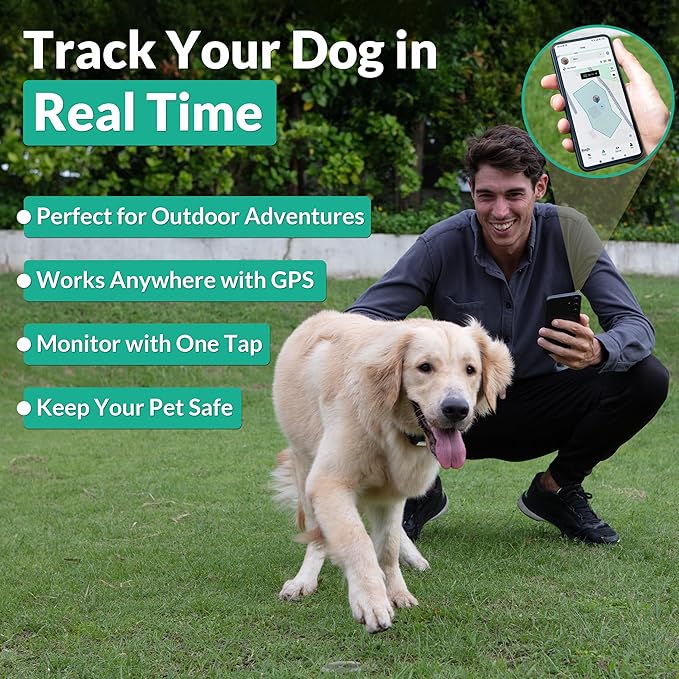 Invisible GPS Wireless Dog Fence System Collar – 2-in-1 Remote or App Controlled Invisible Boundary and Training GPS Dog Collar with 4 Training Modes – Covers up to 7000 Ft (3533 Acres)