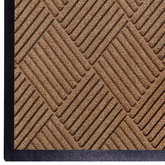 WaterHog Diamond | Commercial-Grade Entrance Mat with Rubber Border – Indoor/Outdoor, Quick Drying, Stain Resistant Door Mat (Medium Brown, 6' x 6')