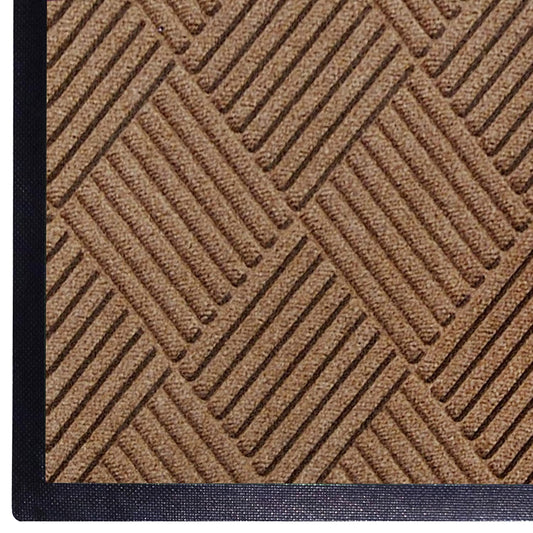 WaterHog Diamond | Commercial-Grade Entrance Mat with Rubber Border – Indoor/Outdoor, Quick Drying, Stain Resistant Door Mat (Medium Brown, 4' x 10')