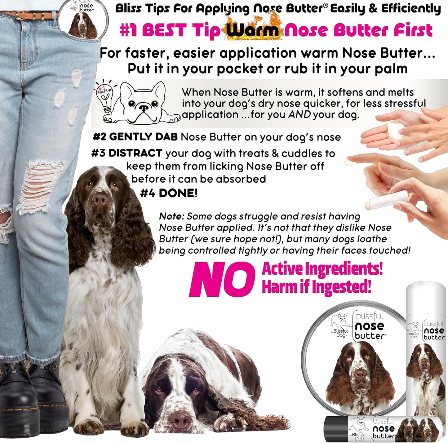 The Blissful Dog Springer Spaniel Nose Butter, Versatile Dog Nose Balm for Dry Nose, Handcrafted Nose Moisturizer, Easy-to-Apply Dog Essentials, Unscented, 8 oz.