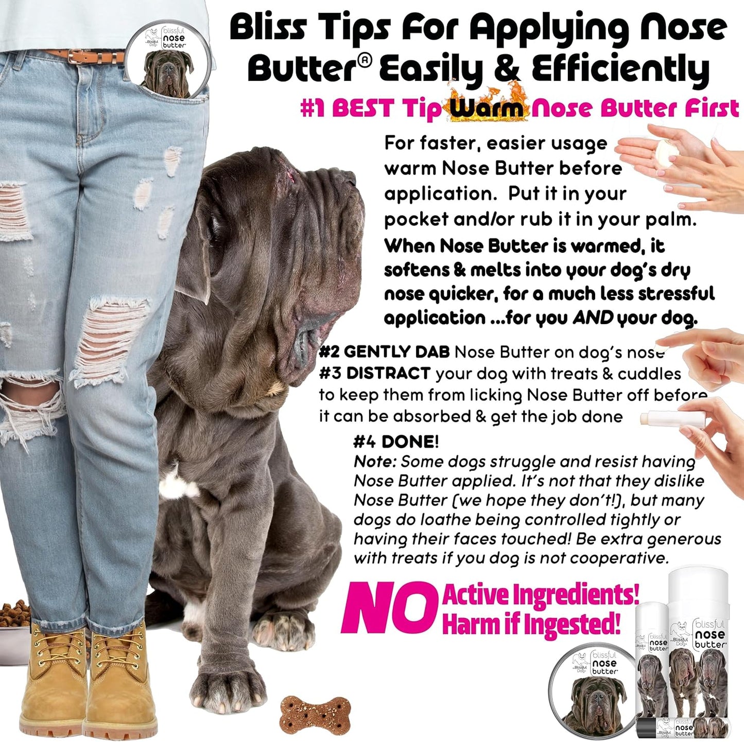 The Blissful Dog Neapolitan Mastiff Unscented Nose Butter - Dog Nose Butter, 8 Ounce