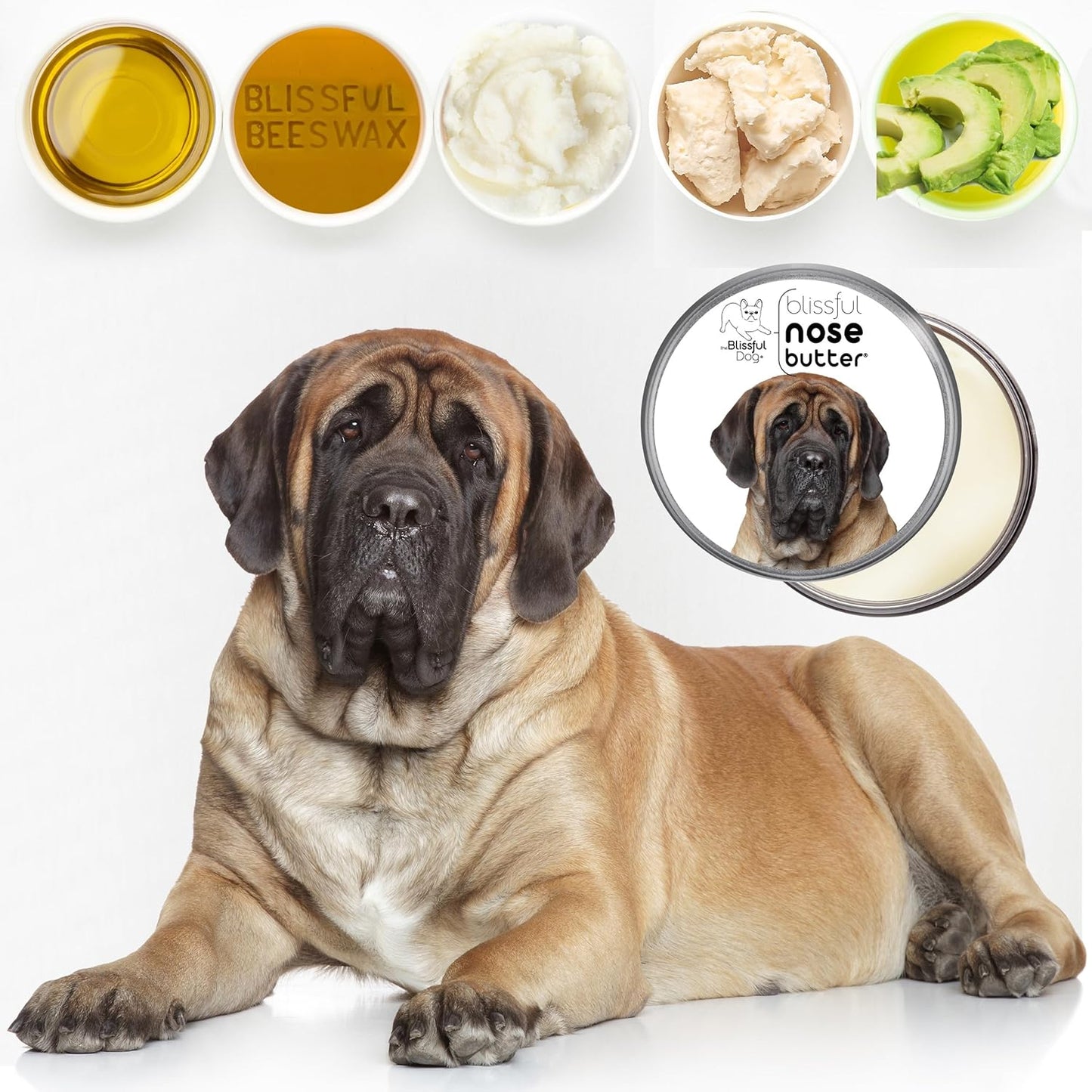 The Blissful Dog Mastiff Unscented Nose Butter - Dog Nose Butter, 2 Ounce