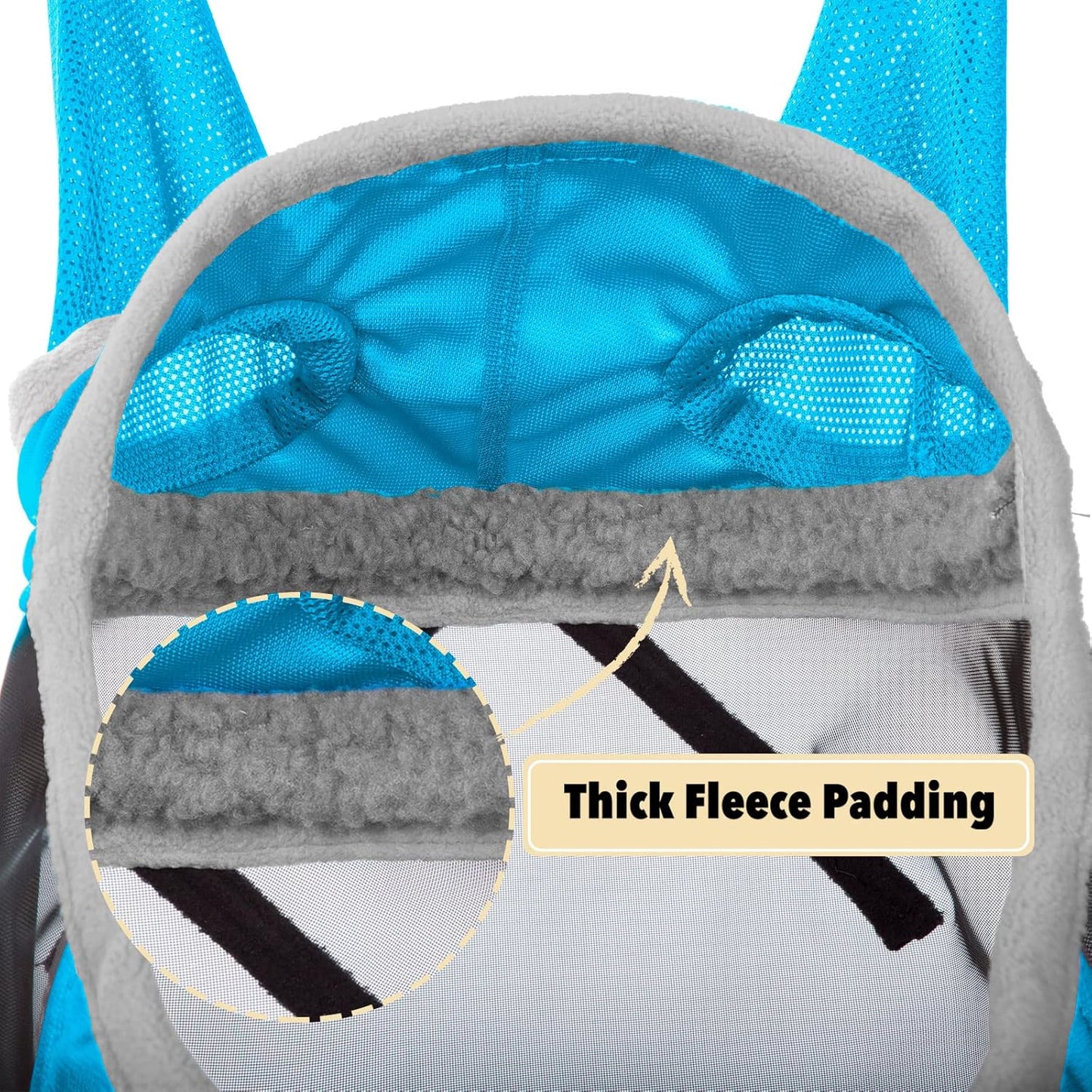 Harrison Howard Pro Luminous Horse Fly Mask Standard with Ears UV Protection for Horse Azure Blue/Silver XL Extra Full Size