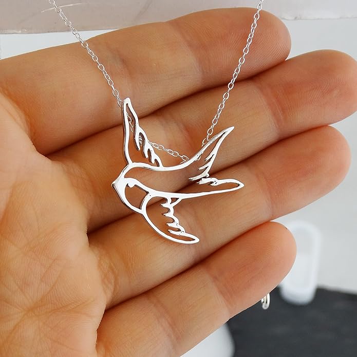 FashionJunkie4Life Sterling Silver Bird Pendant Necklaces for Women