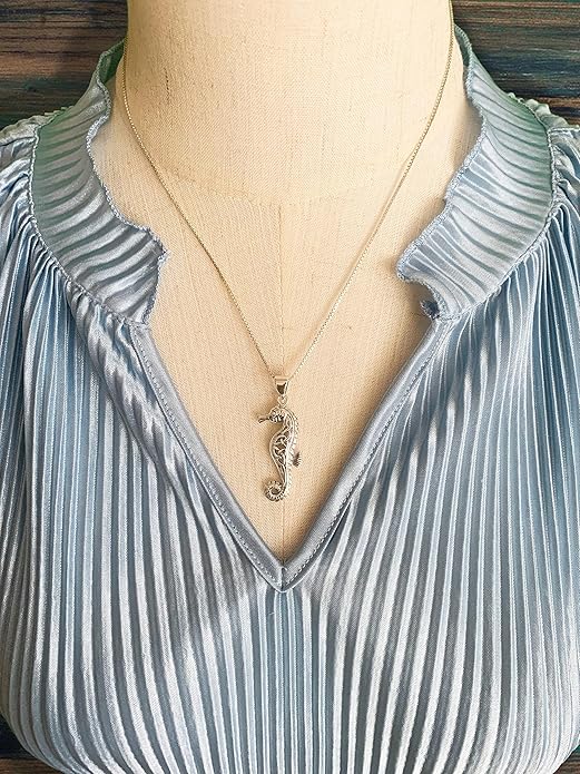 Celtic Seahorse Sterling Silver Pendant Necklace 18"